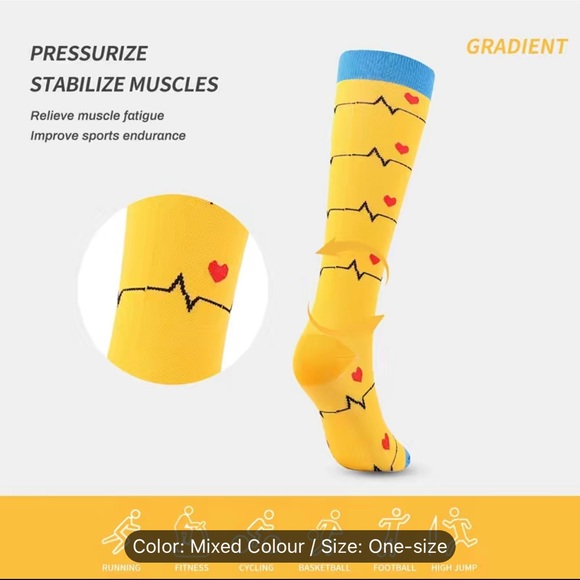 5 Pairs Medical Novelty Pattern Compression Knee High Socks - Picture 7 of 9